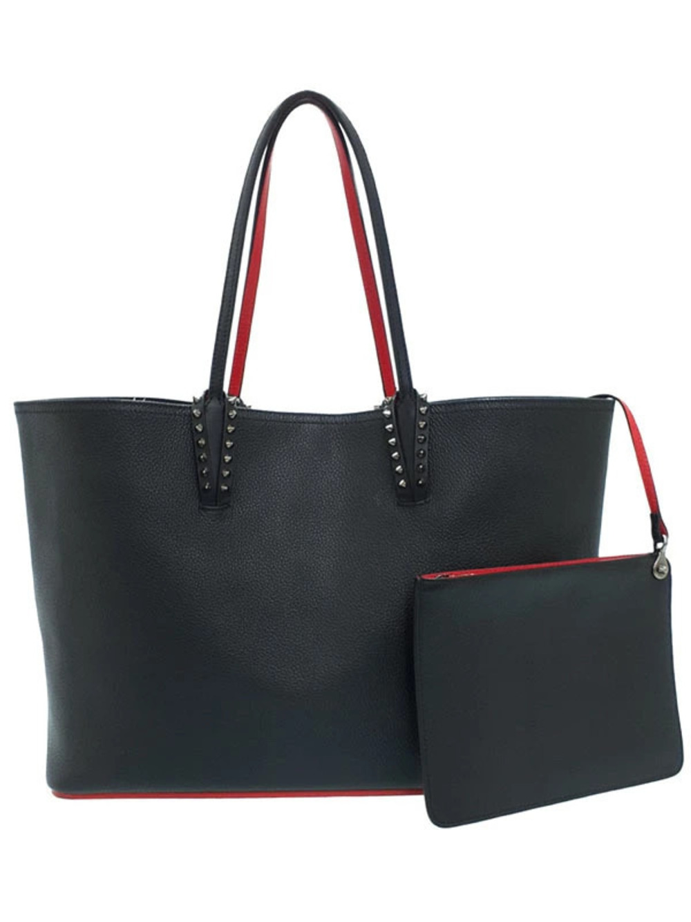 Christian Louboutin CABATA Tote Bag Leather Stud Black Red